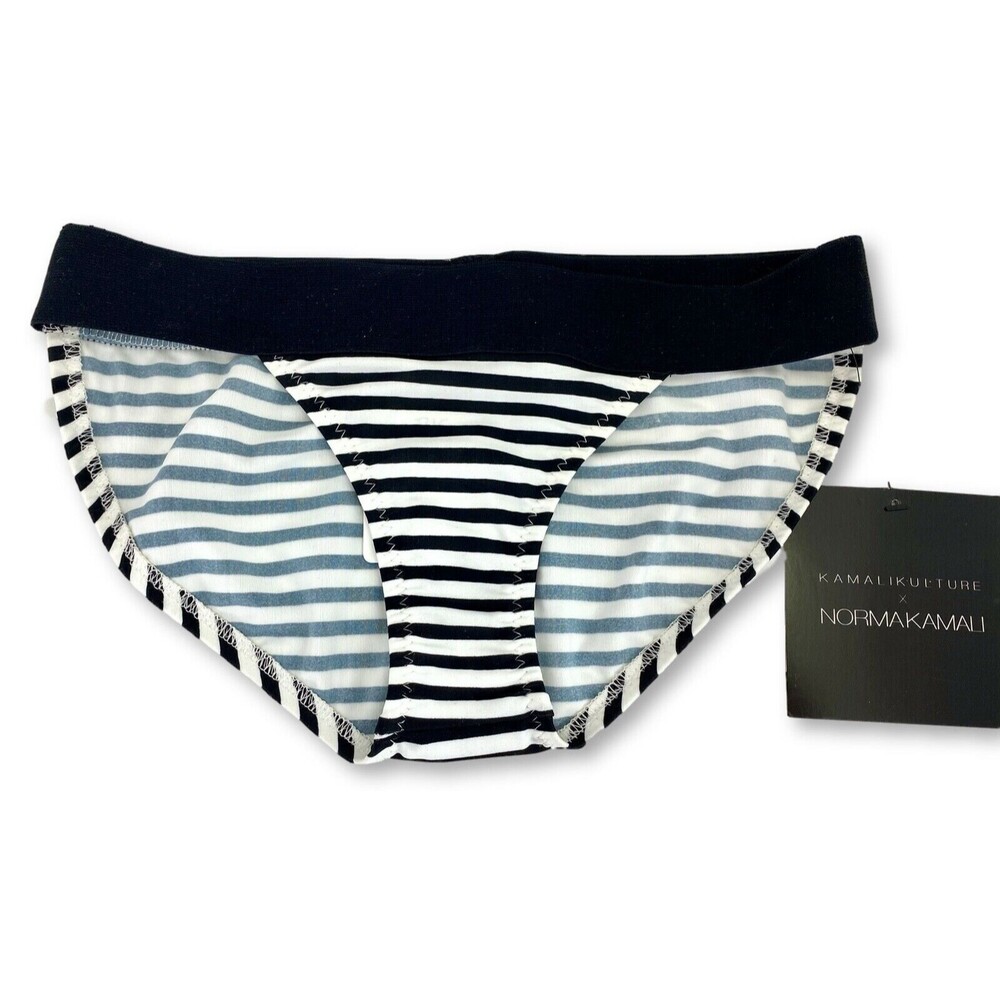 Kamalikulture Bikini Bottoms Black and White Stripe Nylon/Spandex
